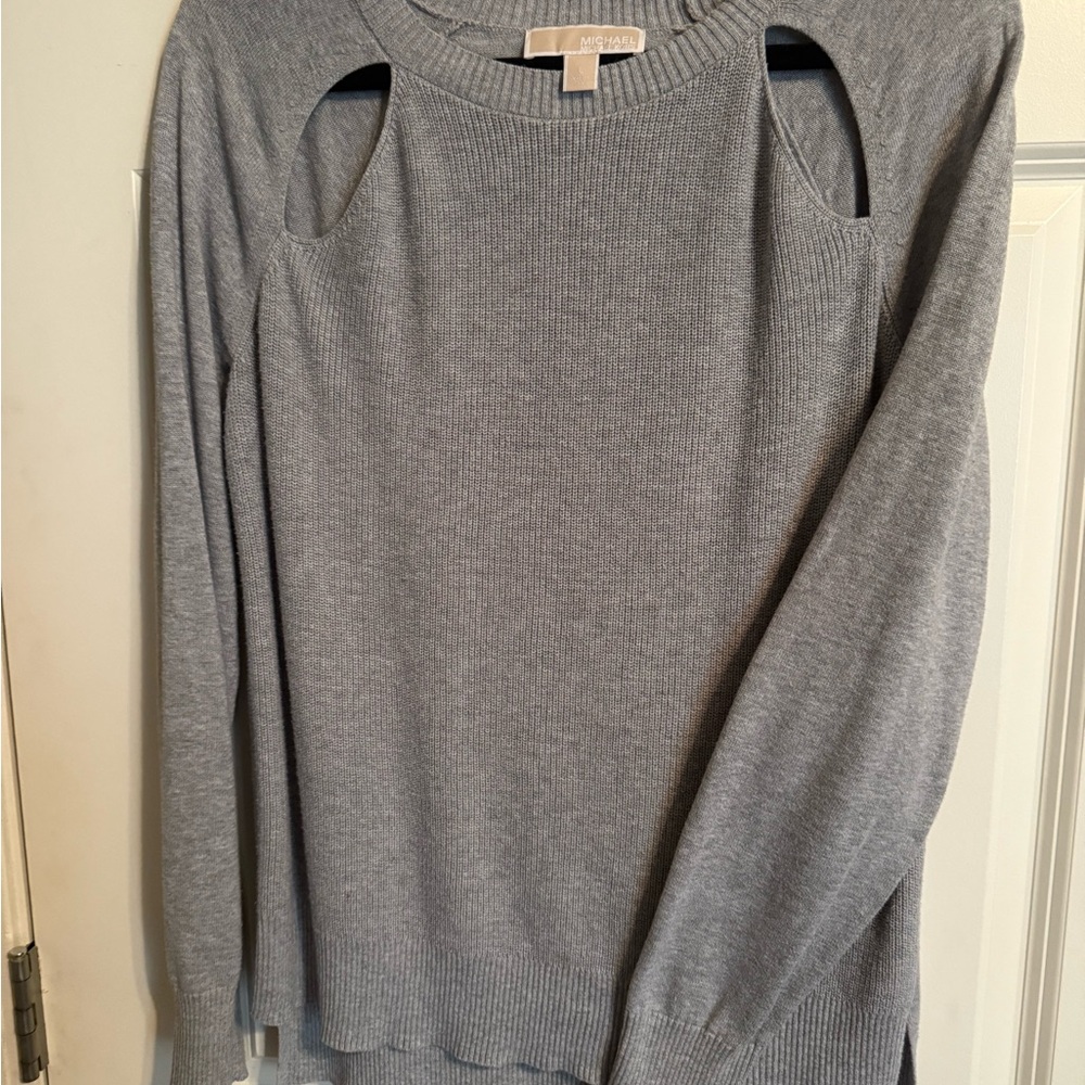 Michael Kors Heather Gray Cutout Sweater
